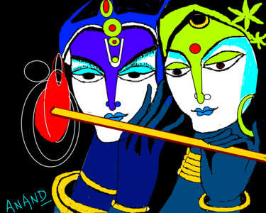 Цифровое искусство под названием "radha-krishna-7.png" - Anandswaroop Manchiraju, Подлинное произведение искусства, Цифровая…