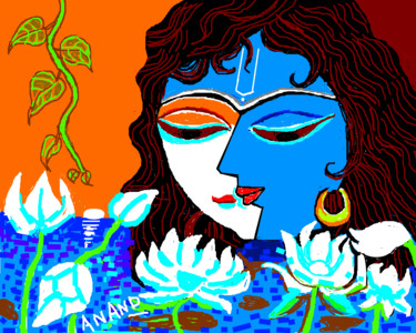 Цифровое искусство под названием "radha-krishna-8.png" - Anandswaroop Manchiraju, Подлинное произведение искусства, Цифровая…