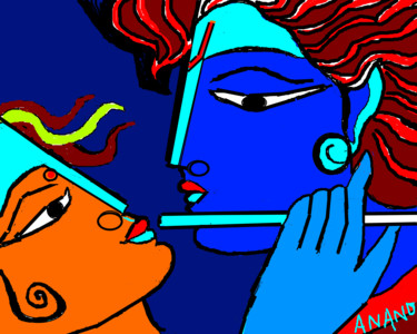 Цифровое искусство под названием "radha-krishna-9.png" - Anandswaroop Manchiraju, Подлинное произведение искусства, Цифровая…