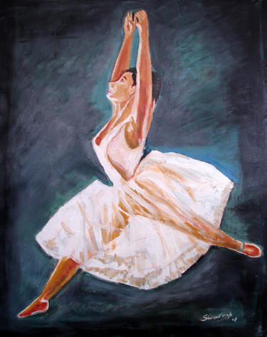 Painting titled "U.S BALLET DANCE-5" by Anandswaroop Manchiraju, Original Artwork, Oil