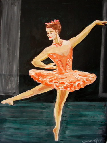 Painting titled "U.S BALLET DANCE-17" by Anandswaroop Manchiraju, Original Artwork, Oil