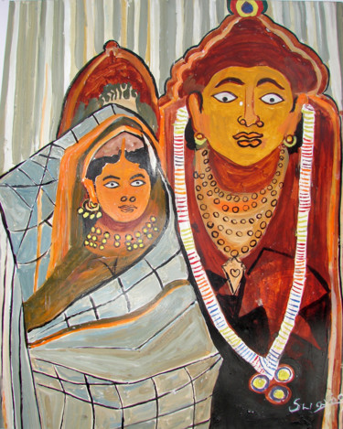 Peinture intitulée "RADHA KRISHNA" par Anandswaroop Manchiraju, Œuvre d'art originale, Huile