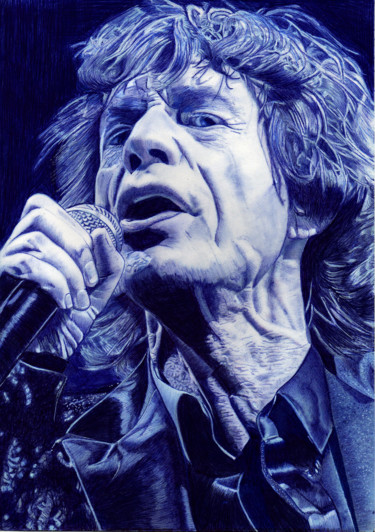 Drawing titled "Mike Jagger" by Ananou, Original Artwork, Ballpoint pen