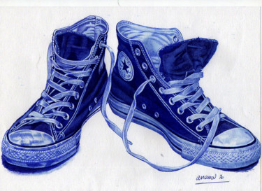Drawing titled "Converse" by Ananou, Original Artwork, Ballpoint pen