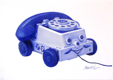 Drawing titled "Téléphone Fisher Pr…" by Ananou, Original Artwork, Ballpoint pen