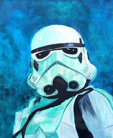 Malarstwo zatytułowany „Star Wars Imperial…” autorstwa Anapia, Oryginalna praca, Olej Zamontowany na Drewniana rama noszy