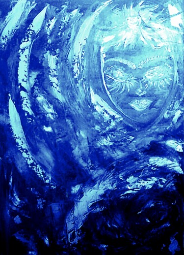 Цифровое искусство под названием "Afrique Magique Bleu" - Anaquarelle, Подлинное произведение искусства, Цифровая живопись