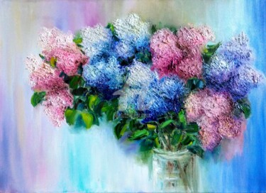 Pittura intitolato "Lilac bouquet "Firs…" da Anastasia Akunina, Opera d'arte originale, Olio