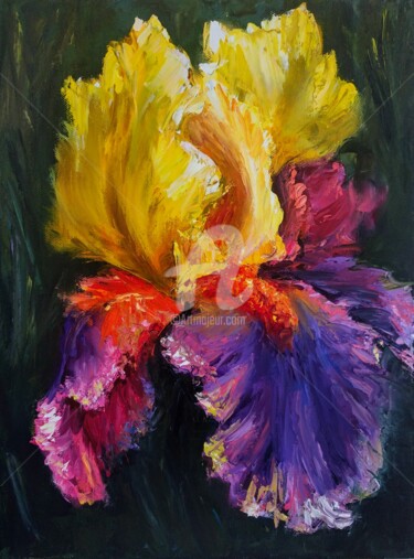 Painting titled "OIL PAINTING FLOWER…" by Anastasia Akunina, Original Artwork, Oil