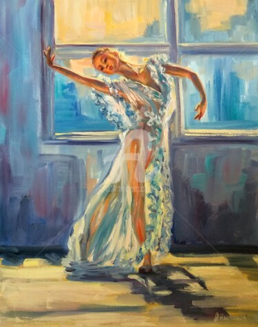 Malarstwo zatytułowany „BLUE DANCER” autorstwa Anastasia Akunina, Oryginalna praca, Olej