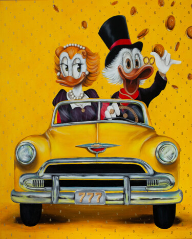 Schilderij getiteld "Scrooge McDuck in a…" door Anastasia But, Origineel Kunstwerk, Acryl