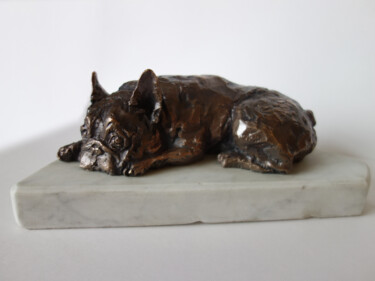Skulptur mit dem Titel "Little Bulldog" von Anastasiia Ezhova, Original-Kunstwerk, Bronze