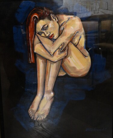 Malarstwo zatytułowany „Sad girl” autorstwa Anastasia Gogol, Oryginalna praca, Gwasz Zamontowany na artwork_cat.