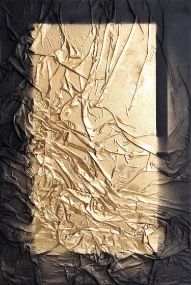Schilderij getiteld "Golden mean" door Anastasia Kublikova, Origineel Kunstwerk, Acryl Gemonteerd op Frame voor houten branc…