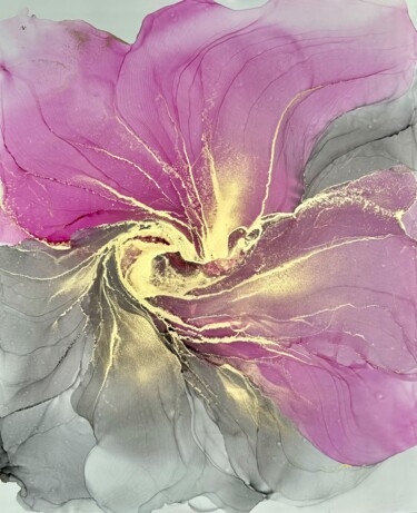 Schilderij getiteld "Abstract Flower Bla…" door Anastasia Matas, Origineel Kunstwerk, Inkt