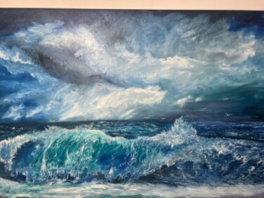 Peinture intitulée "Бушующее море" par Anastasiia Odoladova, Œuvre d'art originale, Huile