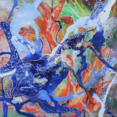 제목이 "The Octopus Constel…"인 미술작품 Анастасия Раковчена로, 원작, 아크릴 나무 들것 프레임에 장착됨