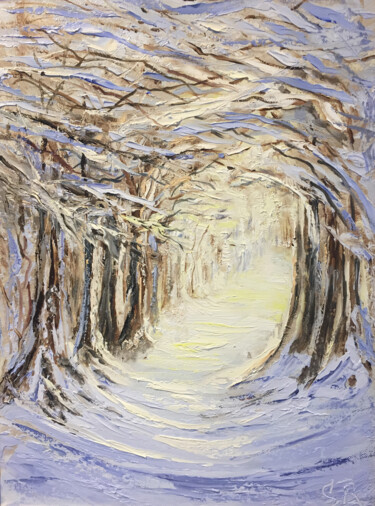 Painting titled "Winter Tale origina…" by Anastasia Strizhkova, Original Artwork, Acrylic