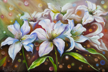 Painting titled "Whispers of Serenit…" by Anastasia Tversky, Original Artwork, Oil Mounted on Wood Stretcher frame