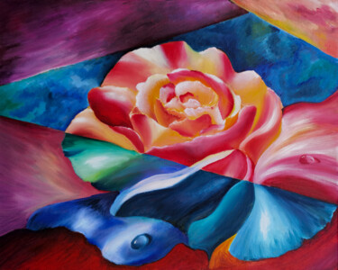 Painting titled "Chromatic Bloom. Mo…" by Anastasia Tversky, Original Artwork, Oil Mounted on Wood Stretcher frame