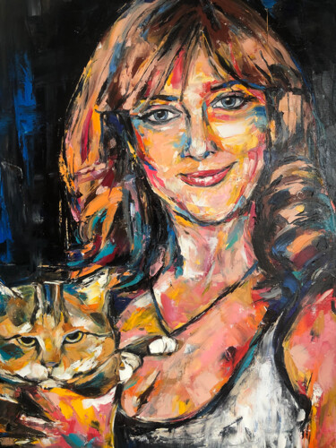 Картина под названием "Portrait of a girl…" - Анастасия Юрзинова, Подлинное произведение искусства, Масло Установлен на Дере…