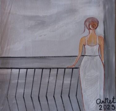 Pintura titulada "Woman is looking th…" por Anastasiia Netsvetaeva, Obra de arte original, Acrílico