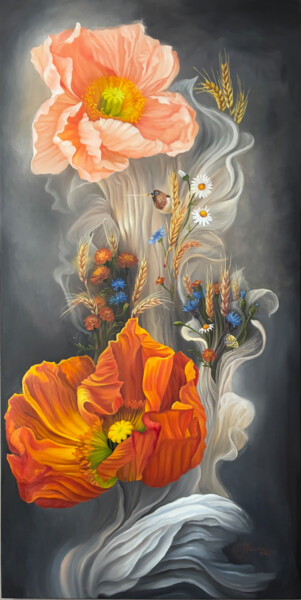 Painting titled "Soul of Ukraine" by Anastasiia Alekhina, Original Artwork, Oil Mounted on Wood Stretcher frame