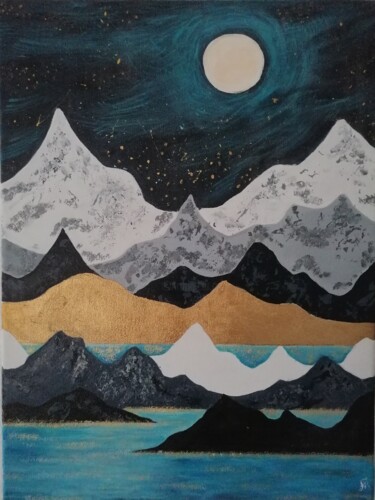 Ζωγραφική με τίτλο "Montagnes/Mountains" από Anastasiia Beliaeva, Αυθεντικά έργα τέχνης, Ακρυλικό