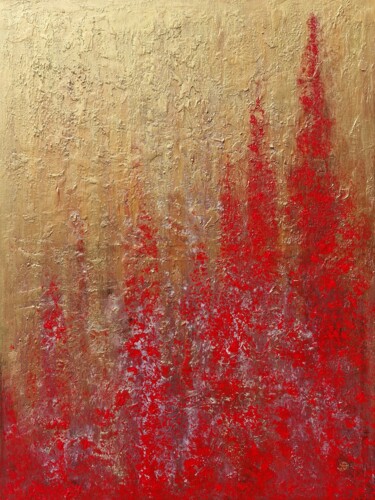 Painting titled "Golden Passion" by Anastasiia Doro, Original Artwork, Acrylic Mounted on Wood Stretcher frame