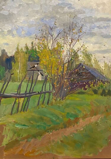 Pintura intitulada "Осень в деревне" por Anastasiia Goreva, Obras de arte originais, Guache