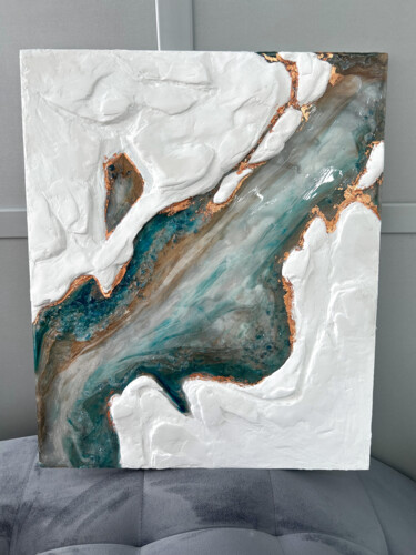 Painting titled "Volumetric panel wi…" by Anastasiia Iurzinova, Original Artwork, Resin Mounted on Wood Panel