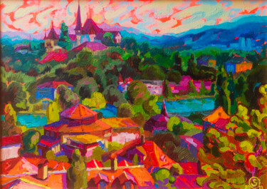 绘画 标题为“View of Bern” 由Anastasiia Kurkova, 原创艺术品, 油