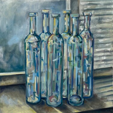 Painting titled ""Glass Bottles"" by Anastasiia Moskvitina, Original Artwork, Oil