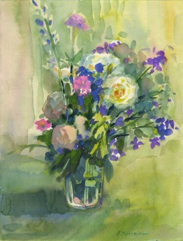 Pintura titulada "“June Bouquet”  Ori…" por Anastasiia Moskvitina, Obra de arte original, Acuarela