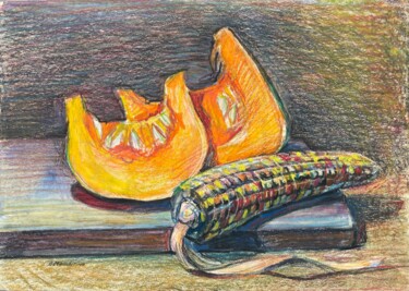 「" Pumpkin" ORIGINAL…」というタイトルの絵画 Anastasiia Moskvitinaによって, オリジナルのアートワーク, パステル