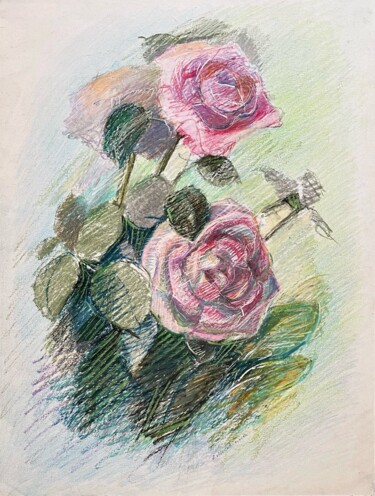 Ζωγραφική με τίτλο "" Roses " ORIGINAL…" από Anastasiia Moskvitina, Αυθεντικά έργα τέχνης, Παστέλ