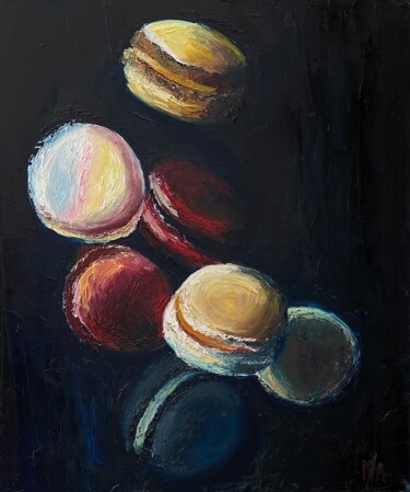 Картина под названием "Macarons" - Anastasiia Novitskaya, Подлинное произведение искусства, Масло Установлен на Деревянная п…