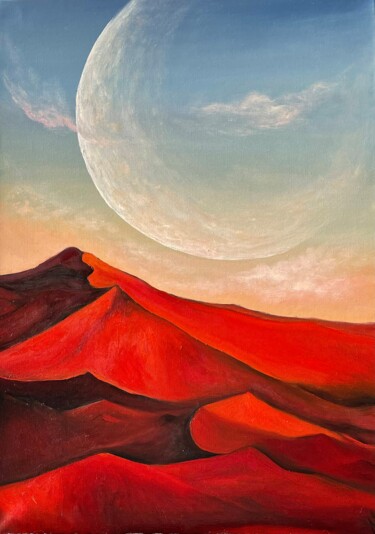 Painting titled "Dune" by Anastasiia Novitskaya, Original Artwork, Oil Mounted on Wood Panel