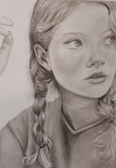 Tekening getiteld "Her look" door Anastasiia Poberezhets, Origineel Kunstwerk, Potlood