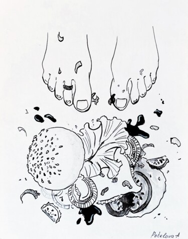 「Dirty」というタイトルの描画 Anastasiia Potelovaによって, オリジナルのアートワーク, インク