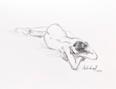 Drawing titled "Nude" by Anastasiia Potelova, Original Artwork, Graphite