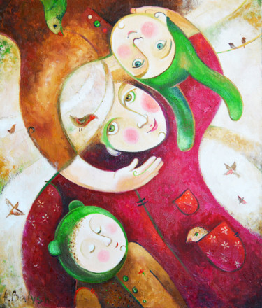 Картина под названием "Птушаняты" - Anastasiya Balysh, Подлинное произведение искусства