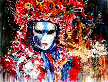 Pintura intitulada "Venice Carnival. Мa…" por Anastasiya Bernie, Obras de arte originais, Óleo