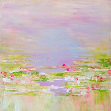 Pintura intitulada "Modern lily pond in…" por Anastasiya Mare, Obras de arte originais, Acrílico