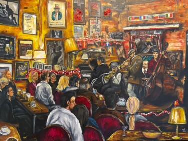 Painting titled "Cafe Original Paint…" by Anastasiya Posylaeva, Original Artwork, Oil Mounted on Wood Stretcher frame