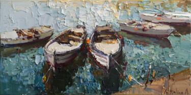 Painting titled "Boats  - Original o…" by Anastasiya Valiulina, Original Artwork, Oil