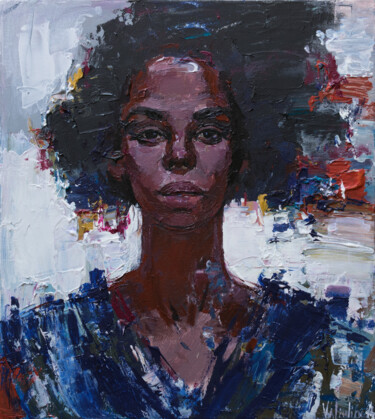 Schilderij getiteld "African woman portr…" door Anastasiya Valiulina, Origineel Kunstwerk, Acryl