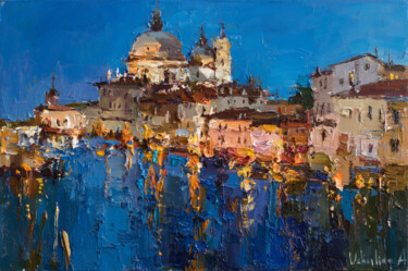 Malerei mit dem Titel "Evening Venice Ital…" von Anastasiya Valiulina, Original-Kunstwerk, Öl