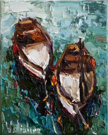 Ζωγραφική με τίτλο "Boats  2 .Original…" από Anastasiya Valiulina, Αυθεντικά έργα τέχνης, Λάδι