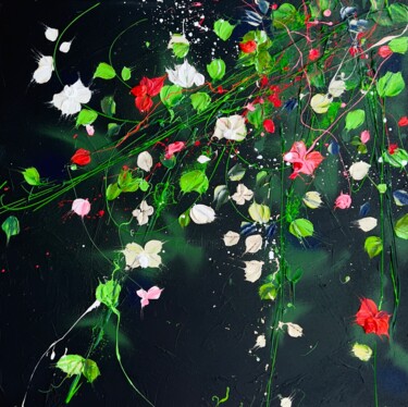 Malerei mit dem Titel "Roses On The Black…" von Anastassia Skopp, Original-Kunstwerk, Acryl Auf Keilrahmen aus Holz montiert